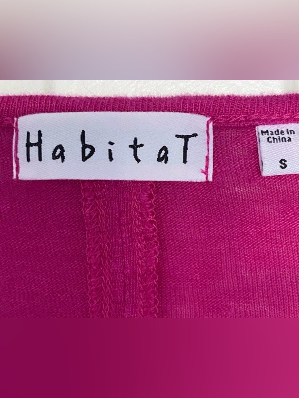 Habitat Linen Tunic 2 pockets,V-Neck, 3/4 sleeves.  Lightweight, EUC PINK-Purple